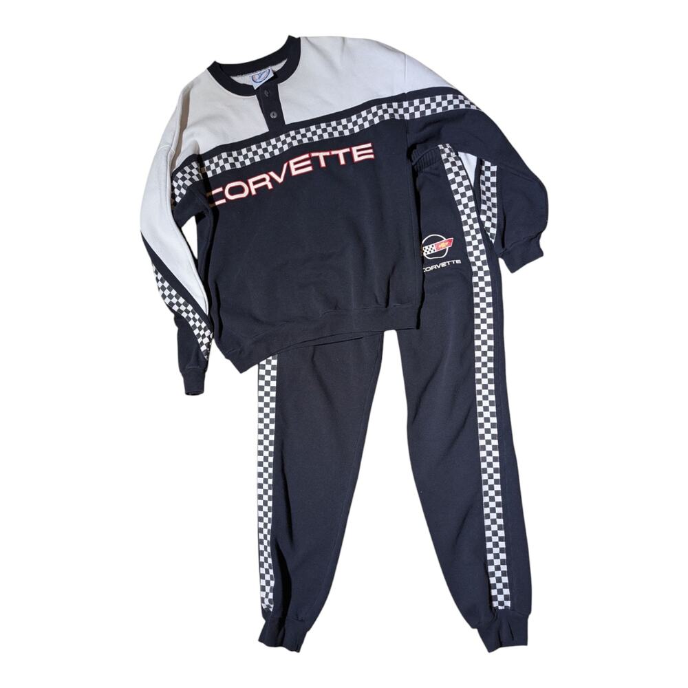 Vtg 1980s JJ MacIntyre Corvette 2 Pc Sweat Suit Crew Neck Joggers Unisex Sz M